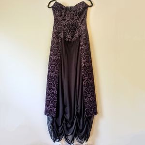 Vintage Y2K Lip Service Quoth the Raven Purple & Black Velvet Damask Gown, Large